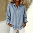 thumbnail image 2 of IMENGL Women's Long Sleeved Shirts Spring And Autumn Striped Printed Button Down Shirts Retro Shirts Fashionable Daily Casual Tops Blue XXXL, 2 of 4