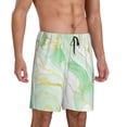 thumbnail image 2 of Balery Green And Gold Abstract Marble Pantalones cortos de pijama de punto de algodón para hombre con cinturilla y bolsillos-X-Large, 2 of 6
