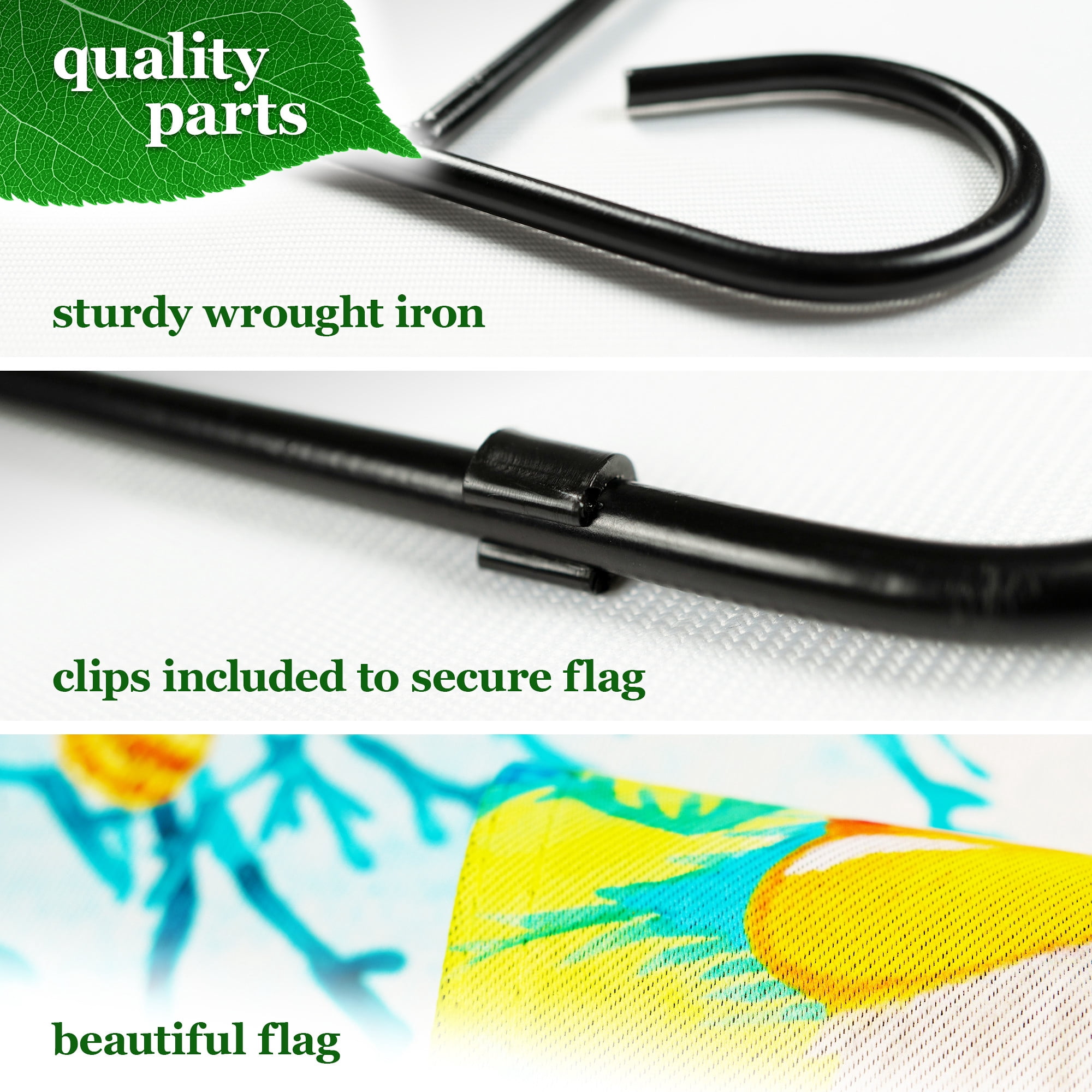 G128 Combo Pack: Garden Flag Stand Black 36 in x 16 in & Garden Flag Summer Decoration All You Need is Summer Gnome 12"x18" Double-Sided Blockout Fabric