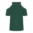 thumbnail image 5 of Lovskoo Womens Summer Tops Trendy Solid Color V-Neck Off Shoulder Casual Short Sleeved Top Shirt Olive Green, 5 of 6