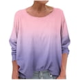 thumbnail image 3 of WRKEKC T-Shirts à Manches Longues pour Femmes, Chemises à Manches Longues pour Femmes, T-shirt Tendance Confortable à Manches Longues à Col Rond Dégradé Imprimé pour Femmes Grande Taille, 3 of 6