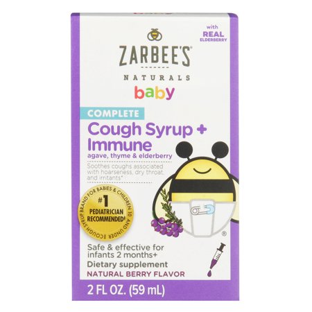Zarbee's Naturals Complete Baby Cough Syrup + Immune, Agave, Thyme & Elderberry, 2 fl