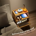 thumbnail image 6 of Mid Century Modern Nightstand Side Table End Table Bedside Table 2-Layer Storage Shelves with Acrylic Door for Bedroom Living Room Natural, 6 of 12