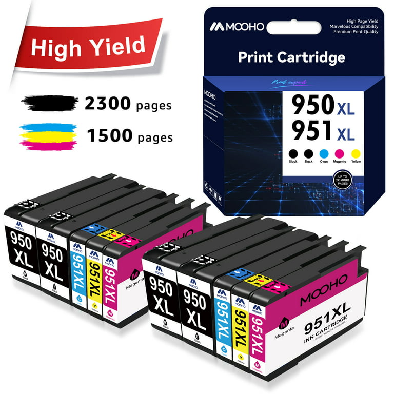 Gnide kløft arbejde Mooho 950XL 951XL Ink Cartridges Replacement for HP Ink 950xl 951 Combo  Pack for OfficeJet Pro 8610 8600 8620 8625 251dw 276dw (Black Cyan Magenta  Yellow, 10-Pack) - Walmart.com