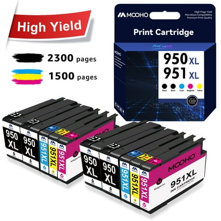 Mooho 950XL 951XL Ink Cartridges Replacement for HP Ink 950xl 951 Combo Pack for OfficeJet Pro 8610 8600 8620 8625 251dw 276dw (Black Cyan Magenta Yellow, 10-Pack)