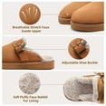 thumbnail image 3 of VANSARTO Women's Fuzzy Suede Slippers Faux Fur Memory Foam Scuff Slippers Warm Winter Slip-On House Shoes with Adjustable Buckle Indoor and Outdoor, Chestnut, Size 7-8, 3 of 6