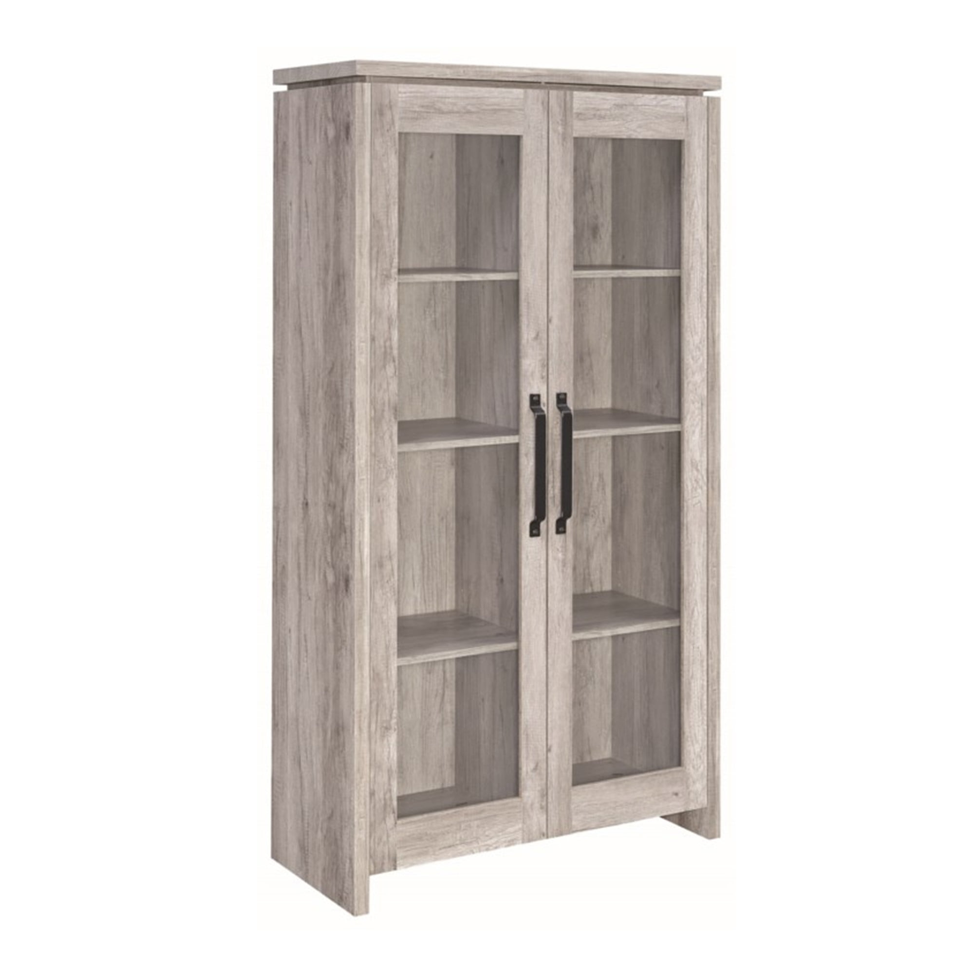 Spacious Wooden Curio Cabinet With Two Glass Doors Gray 7501