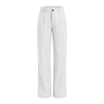 thumbnail image 6 of Women's Soft Fabric Yoga Pants with Pockets, Elastic Waist High Stretch Casual Fit, Solid Color Pants for Women, Workout Lounge Sports, Athletic Trousers | VerBelle,White L, 6 of 7
