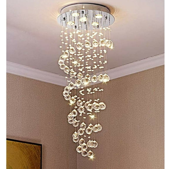 Denest Luxury Crystal 5-Light Modern Raindrop LED Chandelier