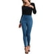 thumbnail image 2 of Pantalones ajustados de ante sintético para mujer FAB CURVES, de cintura alta, elásticos, color azul oscuro, 2 of 6