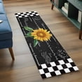 thumbnail image 3 of Sunflower 2'x6' Runner Rugs for Hallway Kitchen Bedside Non Slip Washable, Yellow Flowers Black White Plaid Watercolor Entryway Rug Runners with Rubber Backing, Long Carpet Runner for Laundry Room, 3 of 8