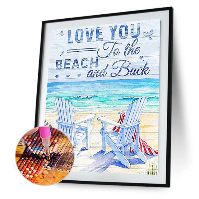 Cuadros Decorativos 5D bricolaje taladro redondo completo diamante pintura playa tumbona decoración del hogar (G1051) Likrtyny embutido en tela