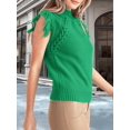 thumbnail image 5 of Womens Sleeveless Sweater Vest Mock Neck Cable Knit Fringe Cap Sleeve Boho Trendy Pullover Tank Tops Green S, 5 of 9