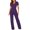 Purple, variant on Nnhblu Jumpsuits for Women Summer Strap Bandage Wasitband V Neck Short Sleeve Rompers for Women Summer Beige Jumpsuit S