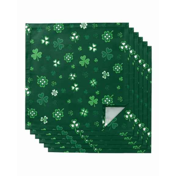 Saint Patrick's Day Cloth Napkins Set of 6 Reusable Dinner Napkins, Green Lucky Shamrock Spring Cocktail Napkin Washable Table Napkins for Wedding/Holiday Party/Baby Shower 20"x20"
