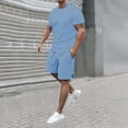 thumbnail image 2 of Men'S Short Sets 2 Piece Outfits Short Sleeve Crewneck Summer T Shirt And Casual Track Shorts Set Sky Blue XXXL, 2 of 9