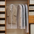 thumbnail image 3 of huntermoon Suit Bag Dust Cover Clear Non-woven Fabric And PVC Coats Household Shirts Hanging Sweaters Garment Bags, 3 of 12