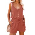 thumbnail image 3 of Summer Sleeveless Women Casual Low Round Neck Romper Jumpsuit Shorts with Pockets, 3 of 5