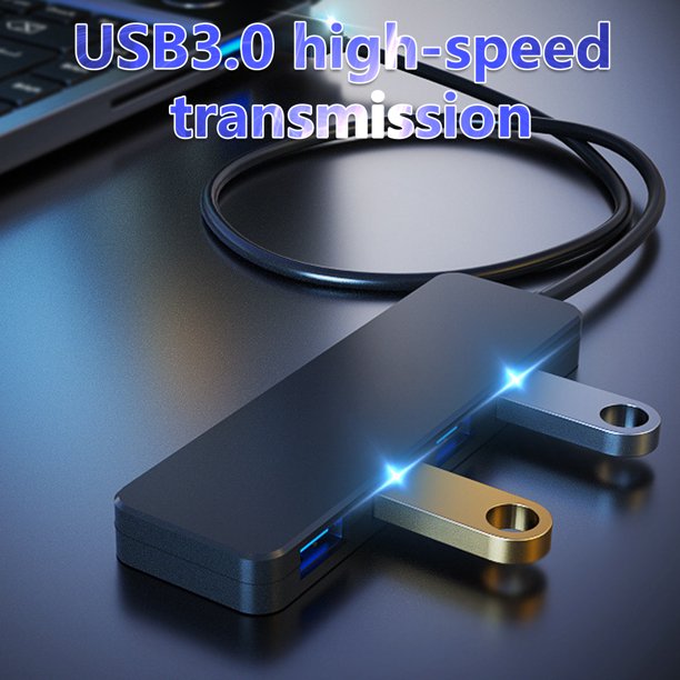 Muyoka Concentrador USB Concentrador USB 3.0 de 4 puertos Divisor USB ultradelgado Supervelocidad portátil para HDD móvil Portátil Impresora Teclado Cámara Lector de tarjetas Unidades flash USB Muyoka Hogar