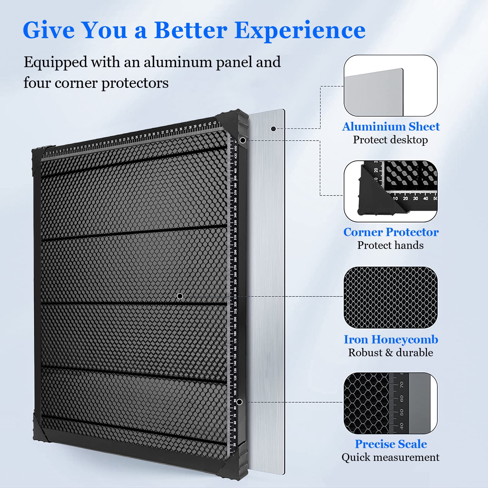 440*440mm Honeycomb Laser Bed,Honeycomb Working Panel Set, Laser Bed for Diode or CO2 Laser Engraver Cutting Machine, Steel Honeycomb Table,Laser Grid of Engraver Accessories(17.32x17.32x0.87in)