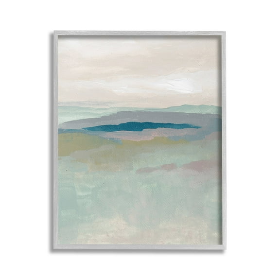 Stupell Industries Muted Abstract Beach Landscape Abstract Painting Gray Framed Art Print Wall Art, 16 x 20