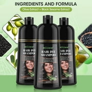 HailiCare Coconut Oil Essence Hair Color Shampoo Moisturizing Hair Dye Shampoo,500ml (Black)