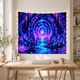 thumbnail image 5 of Glowing Cosmic Portal in a Forest with Lotus Flowers, Mystical Fantasy Art for Space Enthusiasts, Ethereal Wall Decor, Housewarming Gift Tapestry Wall Hanging for Bedroom and Living Room, 5 of 7