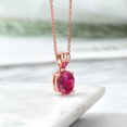thumbnail image 4 of Gem Stone King 4.05 Ct Oval Red Created Ruby Pink Sapphire 18K Rose Gold Plated Silver Pendant, 4 of 4