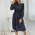 thumbnail image 5 of Bescita Women's Dot Printed Ruffles Button Dress Clearance Sales, 5 of 5