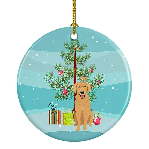 Ornament Golden Retriever Gold Holiday Tree Ceramic Ornament WDK3069CO1, 1PC