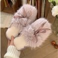 thumbnail image 6 of Xfvqtps Womens Furry Slippers Fluffy Plush Bowknot Lace Memory Foam Soft Sole Comfortable Non-Slip Warm Winter Home Slippers Purple, 6 of 9