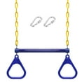 thumbnail image 1 of Graflsoa Ensemble de Balançoire D\'entraînement Physique pour Enfants d'Extérieur avec Barre Trapèze et Anneaux, Hauteur Réglable, Résistant à la Rouille, Bleu/vert, Supporte jusqu'à 200 kg, 1 of 7