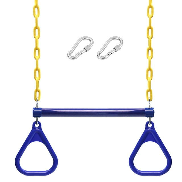 Graflsoa Ensemble de Balançoire D\'entraînement Physique pour Enfants d'Extérieur avec Barre Trapèze et Anneaux, Hauteur Réglable, Résistant à la Rouille, Bleu/vert, Supporte jusqu'à 200 kg