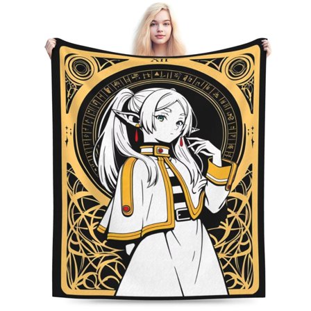 Frieren Beyond Journey’s End Blanket Gifts for Adults Soft Warm Lightweight Cozy Flannel Throw Blankets for Bed Sofa Couch Living Room Décor 80"x60"