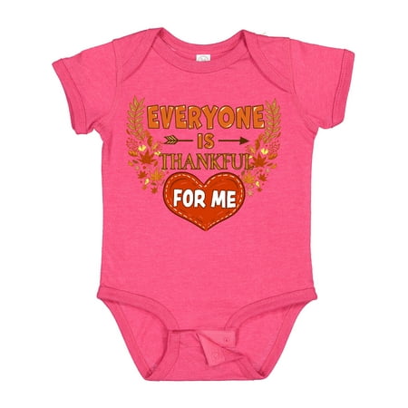 

Inktastic Everyone is Thankful for Me with Heart and Leaves Boys or Girls Baby Bodysuit