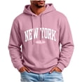 thumbnail image 2 of XRoczxe Men's Graphic Print Pullover Hoodie, New York Letter Design Sweatshirt, Casual Long Sleeve Hooded Top with Pocket for Fall Winter Daily Wear, 2 of 5