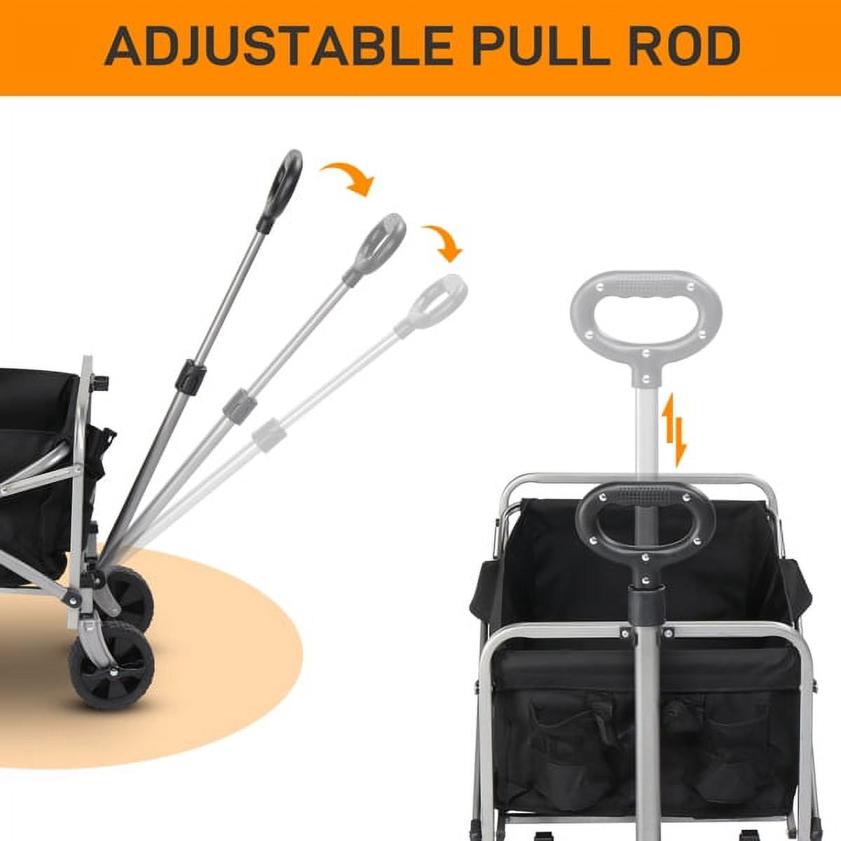 74.5x45.5x84cm 100kg 600d Oxford Cloth Steel Frame Flat Folding Style Black Cloth Silver Frame Garden Folding Cart