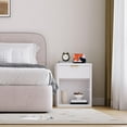 thumbnail image 2 of GarveeHome Fluted Nightstand with Charging Station, Bedside Table with Drawers and Open Storage Space, White/2PCS, 2 of 9
