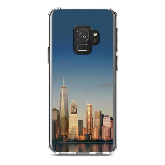 DistinctInk Clear Shockproof Hybrid Case for Samsung Galaxy S9 (5.8" Screen) - TPU Bumper, Acrylic Back, Tempered Glass Screen Protector - New York Skyline New - The Big Apple