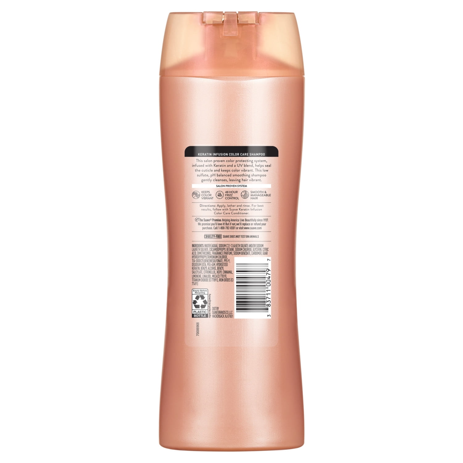 (6 pack) Suave Keratin Infusion Shampoo For Color Treated Hair, 48HR Frizz Control, 12.6 FL OZ