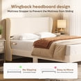 thumbnail image 5 of Bestier Queen Size Corduroy Bed Frame with Wingback Headboard, Upholstered Platform Bed with Wood Slats, No Box Spring Needed, Beige, 5 of 10