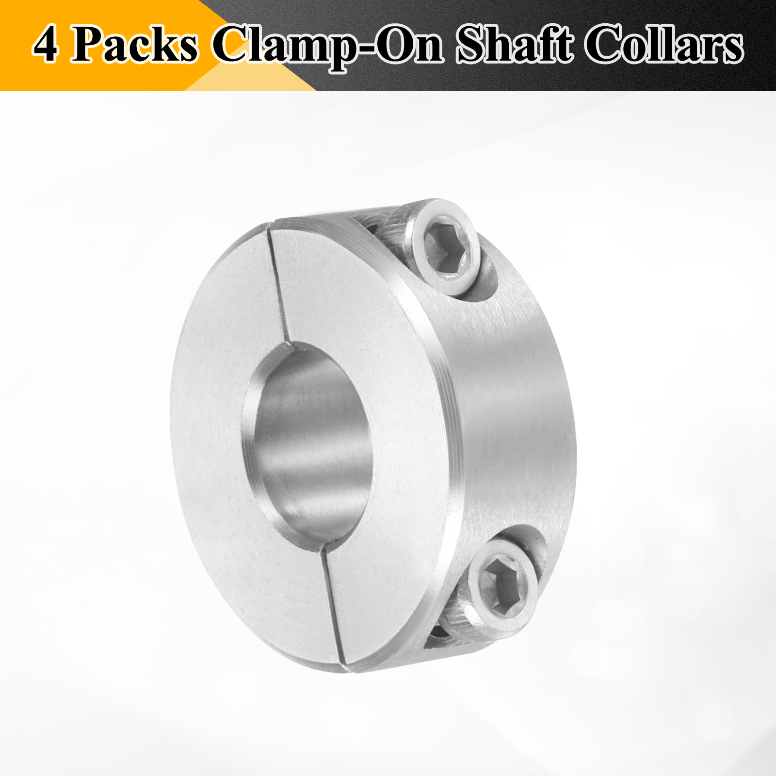 Uxcell 4 Pack Double Split Shaft Collar 10mm Bore, Two Piece Clamping Collar 24mm OD 9mm Thickness, 304 Stainless Steel Set Screw Split Collar