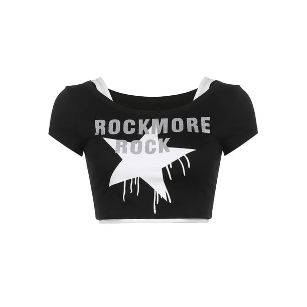 VISgogo Conjunto de camiseta para mujer, camiseta de manga corta con cuello redondo y estampado de letras con camisola para casual VISgogo moda