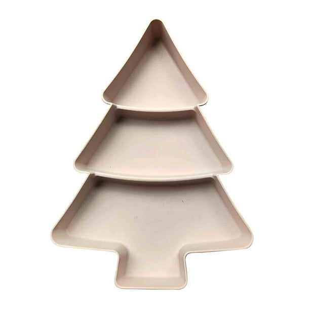 Bandeja de frutas con forma de árbol de Navidad | Plato decorativo para servir | Soporte para aperitivos y frutas | Bandeja de plástico resistente para fiestas, ideal para frutos secos