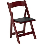 Flash Furniture 4pk HERCULES Series Mahogany Wood Folding Chair with Vinyl Padded Seat by Flash Furniture