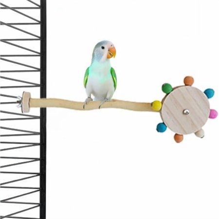 Colourtree Rotating Bird Toy - Wood Rotate Bird Toy,Birds Gym Parakeet Stand Perch, Funny Engaging Cage Toys, Wooden Cage Accessories for Conure, Parakeet, Budgie, Cockatiel