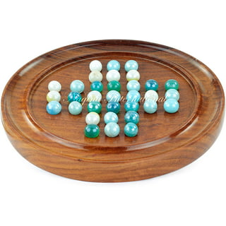 WE Games Solid Wood Marble Solitaire Game, Blue Glass Marbles Game, Marble  Board Game, Wooden Games, Table Games, Home Decor, Marble Game Great for