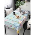 thumbnail image 2 of Easter Bunny Rectangle Tablecloth, Blue Easter Eggs Spring Floral Teal Wooden Waterproof & StainResistant Tablecloth, Washable Oil-proof Table Cover for Dining/Party/Wedding/Camping/Buffet 60x120 In, 2 of 9
