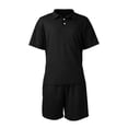 thumbnail image 6 of CIENVNSTG Mens Sets 2 Piece Outfits Polo Shirt Short Sleeve Beach Shorts Set Summer Loose Streetwear Sport Basic Fashion Clothing Set Black 2XL, 6 of 7