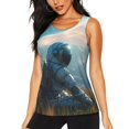 thumbnail image 2 of Picia Astronaut Contemplating Planet Pattern Women's Workout Tank Top,Breathable Activewear,Slim Fit Athletic Top,Versatile Workout Moisture-wicking top-Medium, 2 of 9